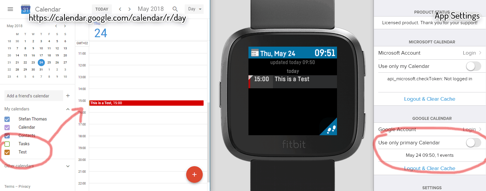 fitbit agenda app google calendar