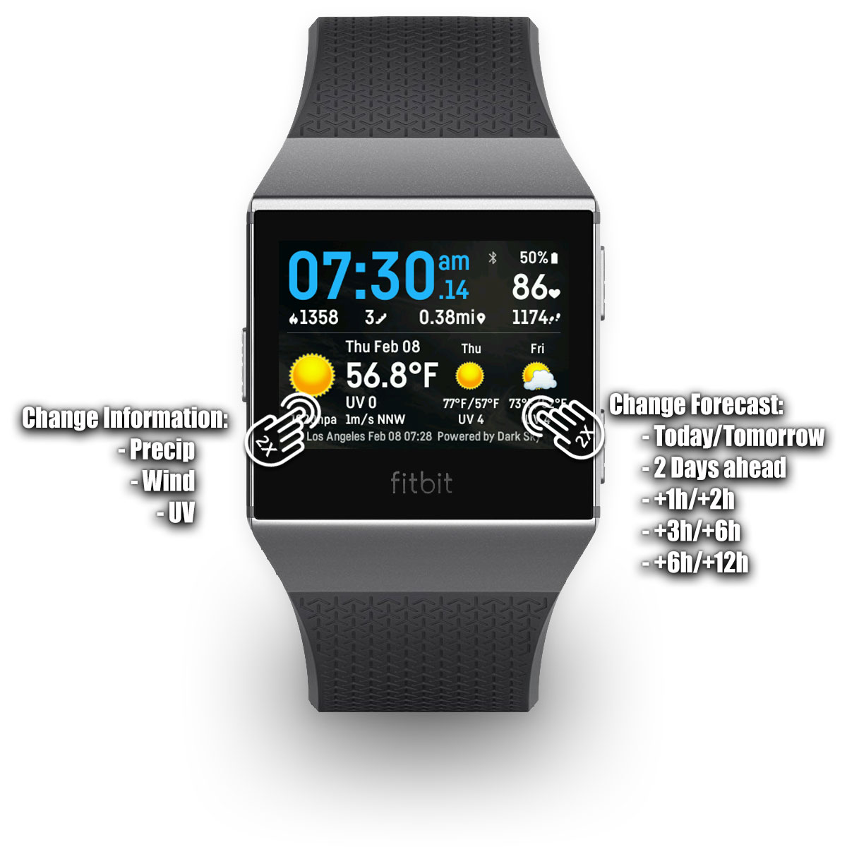 fitbit versa 2 weather clock face